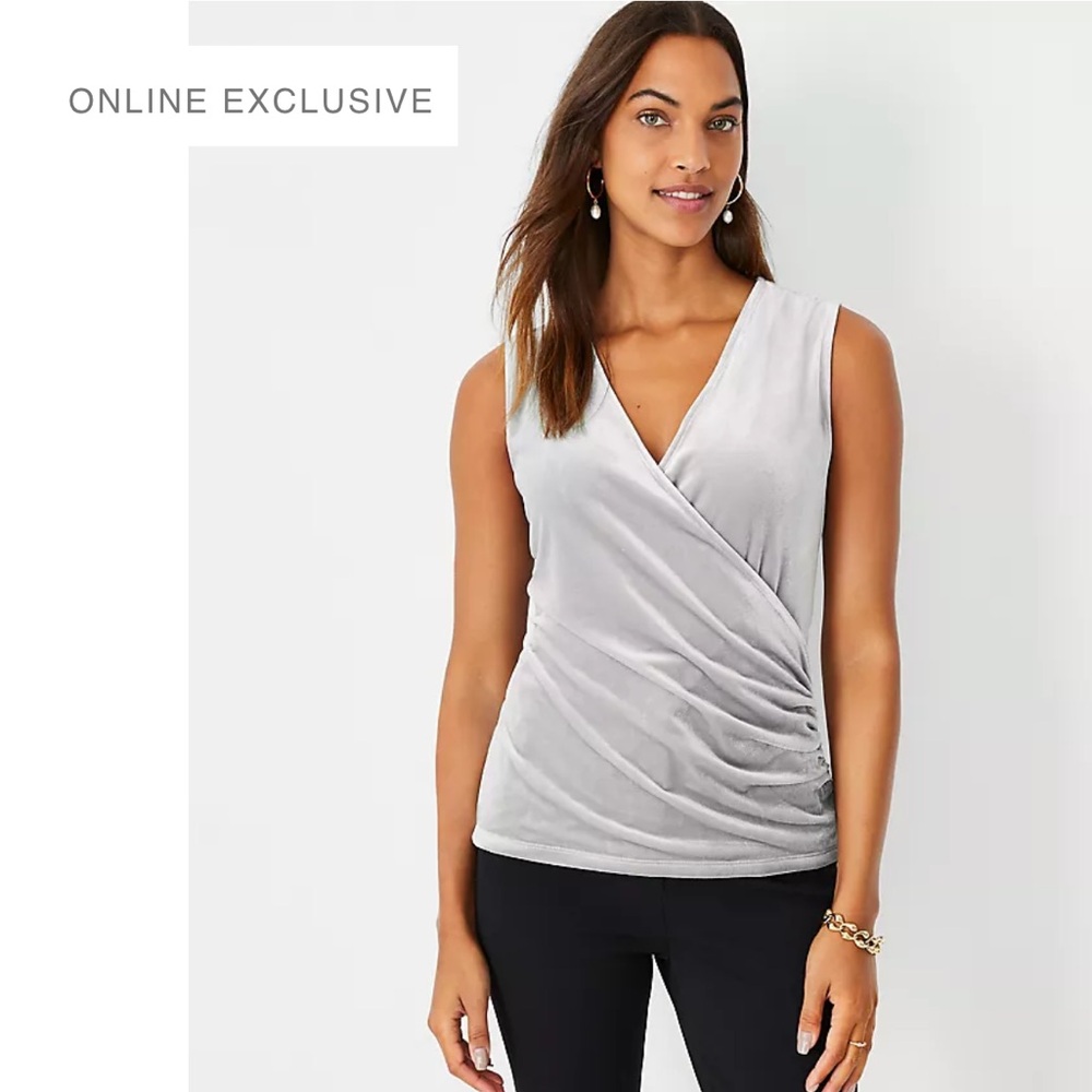 Ann Taylor Velvet Wrap Shell Top